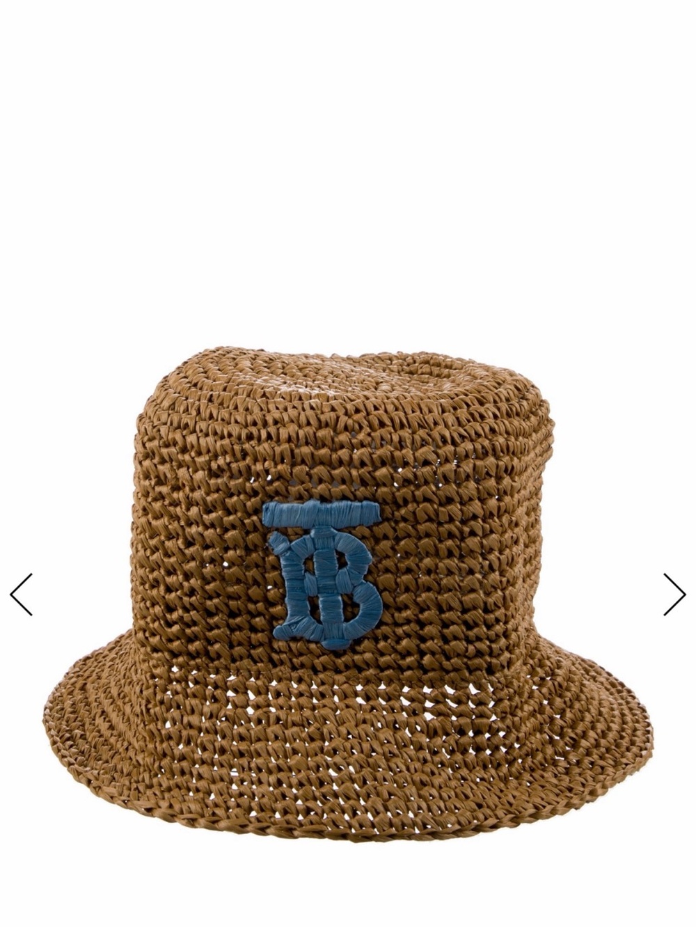 Burberry Neutral Crochet TB Bucket Hat with Black Logo